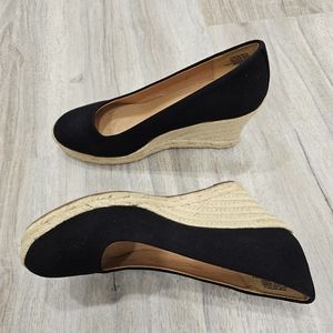 J. Crew Womens Canvas Espadrilles Wedge Heels Shoes Beige Slip On Size 7.5